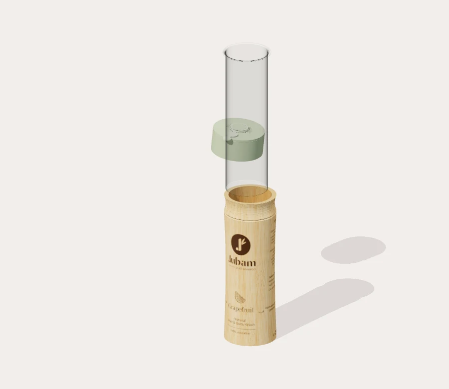 Lift off the cap. Pull the empty insert straight out and lower a fresh, sealed refill into the bottle.